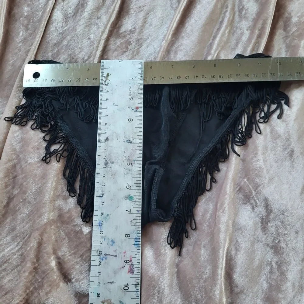 Vintage Show Girl Rene Rofe Lingerie Size S Fringed Hotpants - Picture 7 of 7